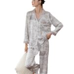 Suit Ice-silk Long-sleeve Pajamas